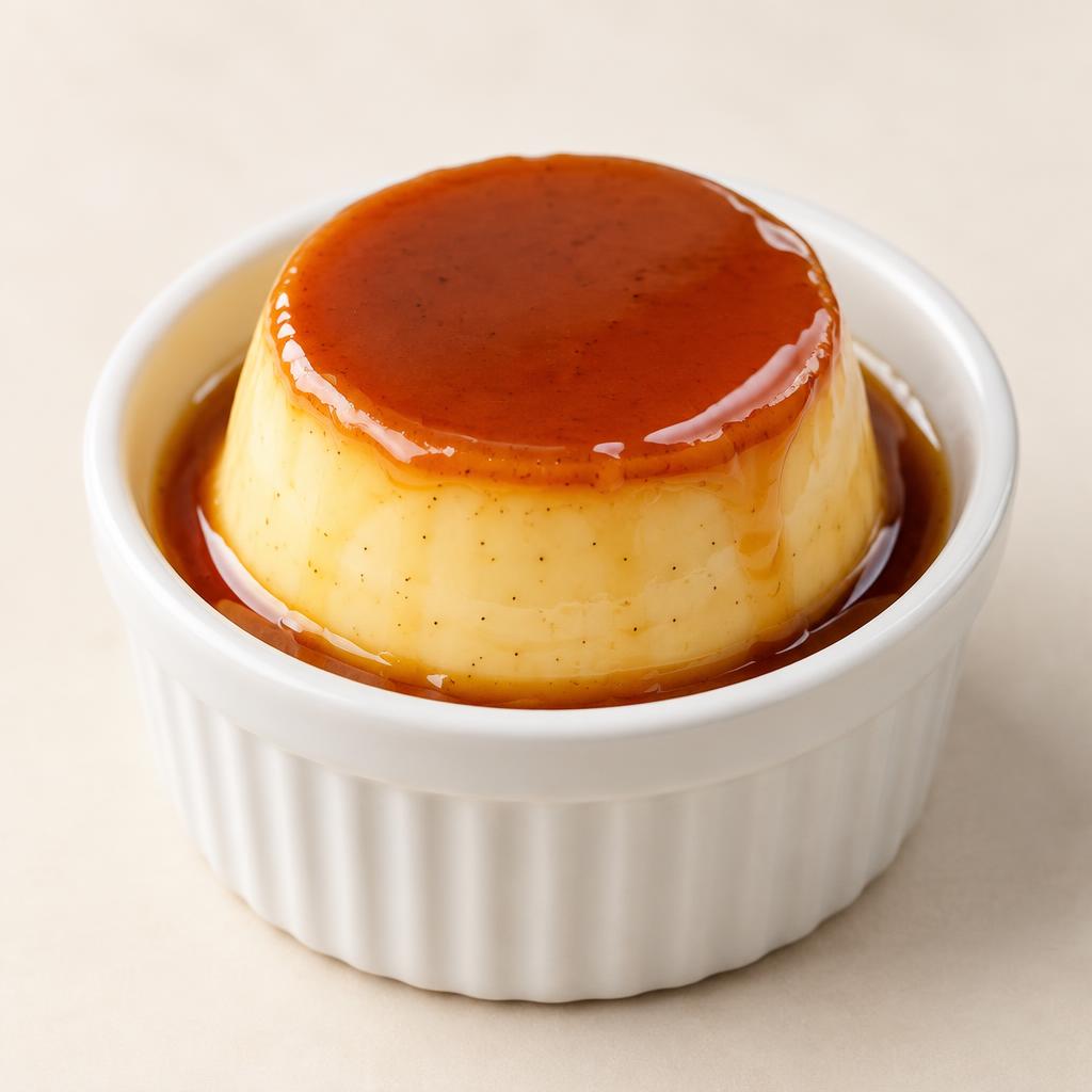 Mini vanilla flan with caramel topping